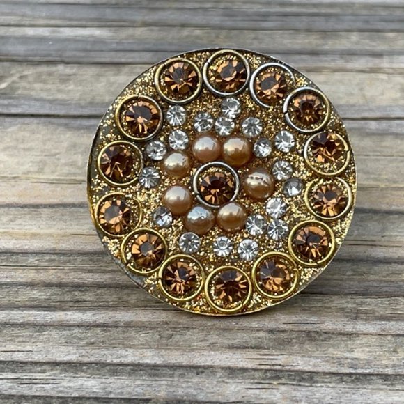 Women Rings Fashion Gold Tone Crystal Accent Ring Size adjustable 6-8 - Picture 3 of 11